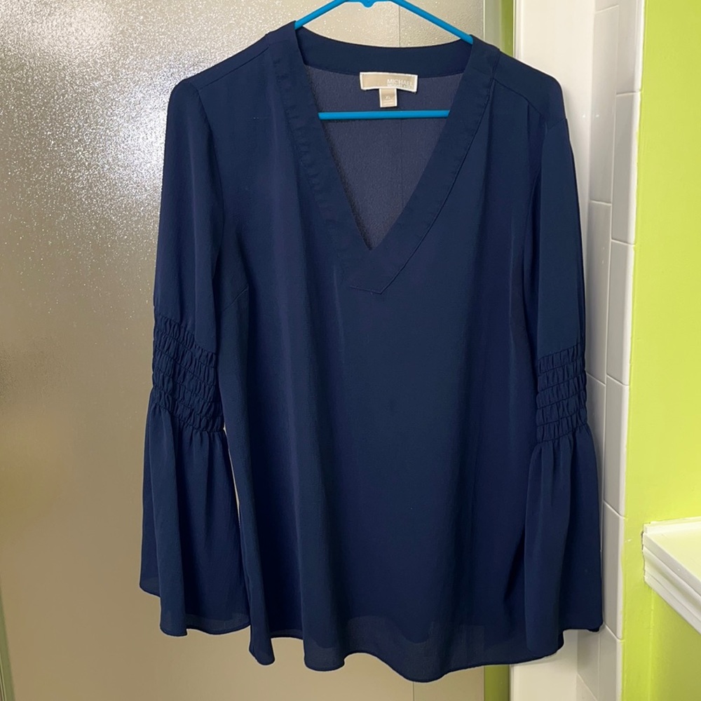 Size XL Michael Kors Navy Blue bell sleeved top
